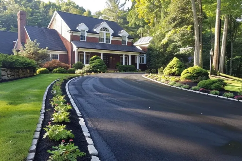 a two-story home in Massachusetts with new and long lasting driveway