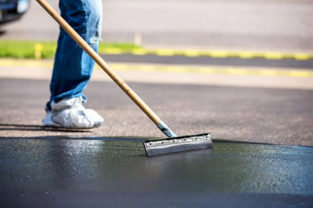 close-up of do it yourself driveway sealcoating