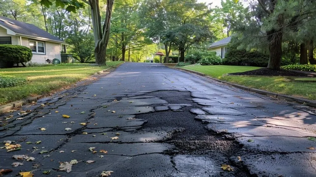 old asphalt driveway with minor cracks and patches need asphalt driveway repairs