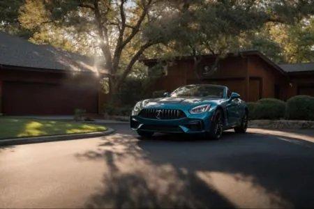 driveway glistens under the soft morning sun, showcasing a flawless seal that highlights the rich, deep color and smooth texture of the freshly patched surface.